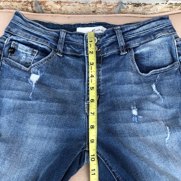Kancan Style KC8448M Distressed Ripped Raw Hem Mid Rise Medium Wash jeans 26 - Picture 12 of 16